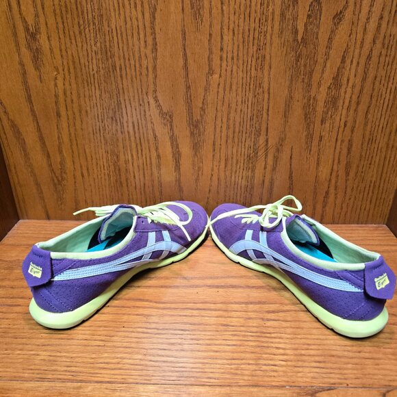 Onitsuka Tiger Rio Runner Shoes Purple synthetic suede White/Lime Green Size 7.5 - Picture 7 of 10